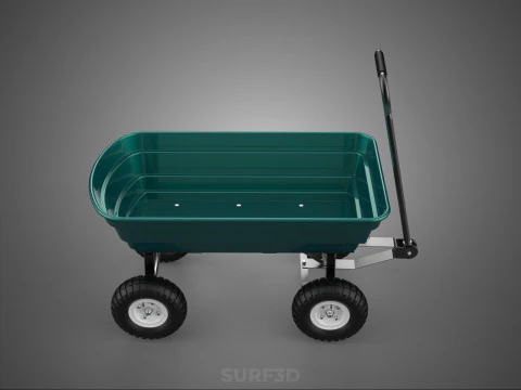 PLASTIC BED GARDEN UTILITY CART WAGON TROLLEY TRAILER DOLLY DUMP 3D Model