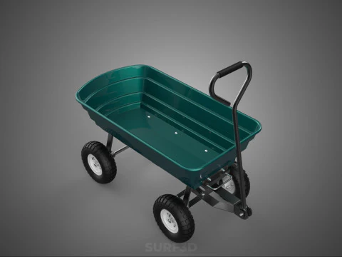 PLASTIC BED GARDEN UTILITY CART WAGON TROLLEY TRAILER DOLLY DUMP 3D Model