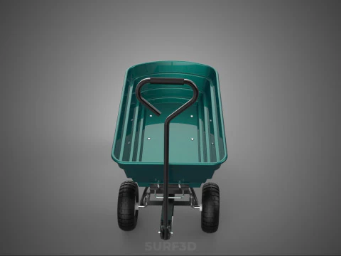 PLASTIC BED GARDEN UTILITY CART WAGON TROLLEY TRAILER DOLLY DUMP 3D Model
