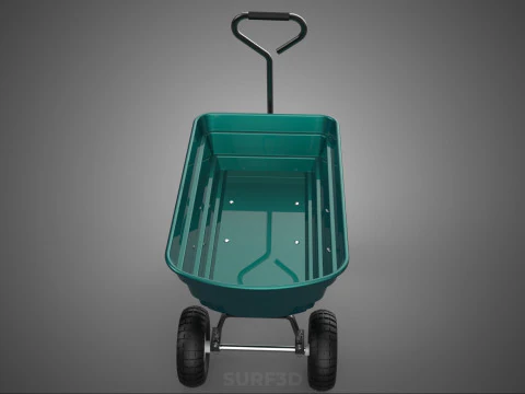 PLASTIC BED GARDEN UTILITY CART WAGON TROLLEY TRAILER DOLLY DUMP 3D Model