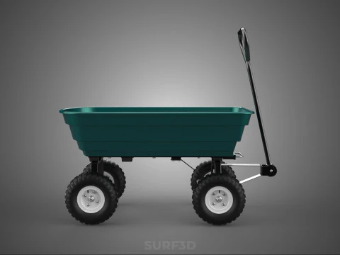 PLASTIC BED GARDEN UTILITY CART WAGON TROLLEY TRAILER DOLLY DUMP 3D Model