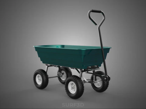 PLASTIC BED GARDEN UTILITY CART WAGON TROLLEY TRAILER DOLLY DUMP 3D Model