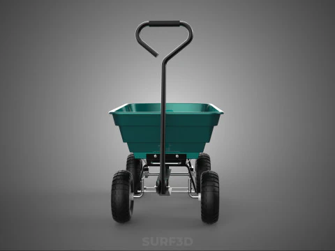 PLASTIC BED GARDEN UTILITY CART WAGON TROLLEY TRAILER DOLLY DUMP 3D Model