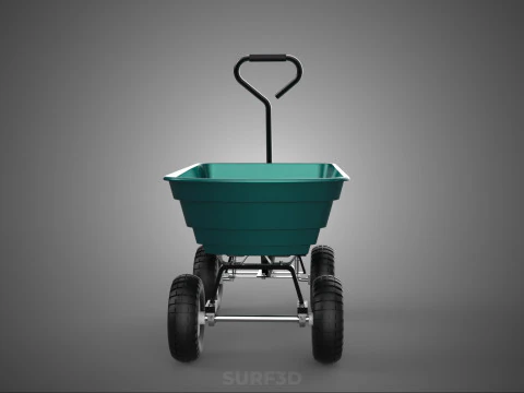 PLASTIC BED GARDEN UTILITY CART WAGON TROLLEY TRAILER DOLLY DUMP 3D Model