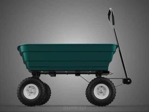 PLASTIC BED GARDEN UTILITY CART WAGON TROLLEY TRAILER DOLLY DUMP 3D Model