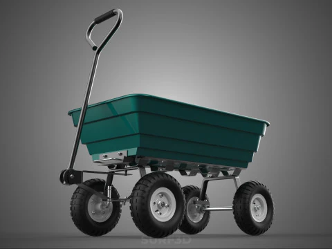 PLASTIC BED GARDEN UTILITY CART WAGON TROLLEY TRAILER DOLLY DUMP 3D Model