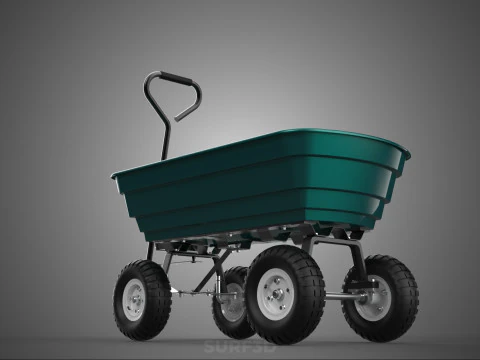 PLASTIC BED GARDEN UTILITY CART WAGON TROLLEY TRAILER DOLLY DUMP 3D Model