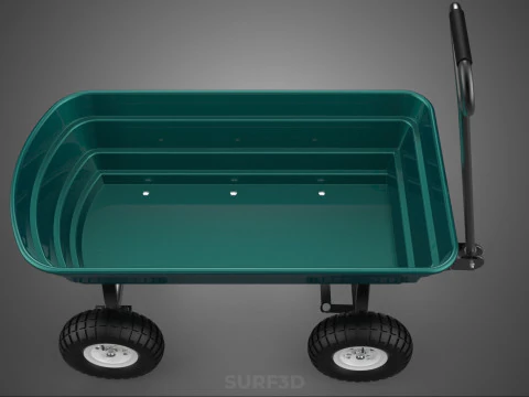 PLASTIC BED GARDEN UTILITY CART WAGON TROLLEY TRAILER DOLLY DUMP 3D Model