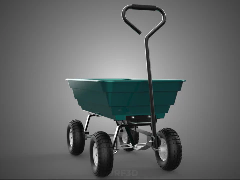 PLASTIC BED GARDEN UTILITY CART WAGON TROLLEY TRAILER DOLLY DUMP 3D Model