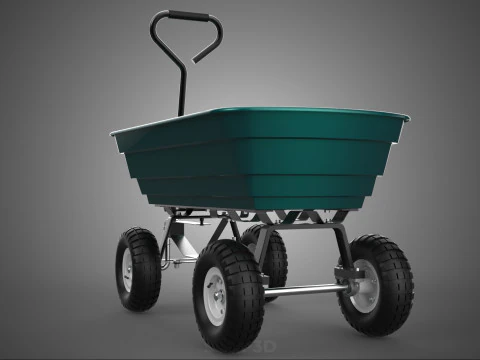 PLASTIC BED GARDEN UTILITY CART WAGON TROLLEY TRAILER DOLLY DUMP 3D Model