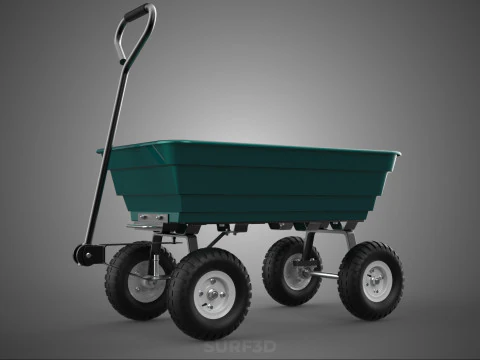 PLASTIC BED GARDEN UTILITY CART WAGON TROLLEY TRAILER DOLLY DUMP 3D Model