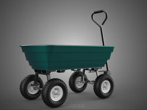 PLASTIC BED GARDEN UTILITY CART WAGON TROLLEY TRAILER DOLLY DUMP 3D Model