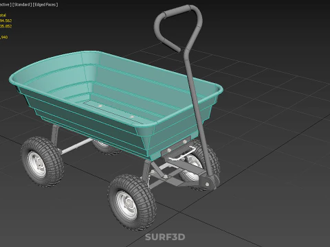 PLASTIC BED GARDEN UTILITY CART WAGON TROLLEY TRAILER DOLLY DUMP 3D Model