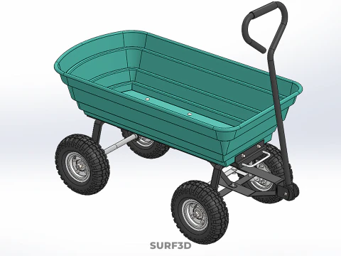PLASTIC BED GARDEN UTILITY CART WAGON TROLLEY TRAILER DOLLY DUMP 3D Model