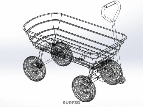 PLASTIC BED GARDEN UTILITY CART WAGON TROLLEY TRAILER DOLLY DUMP 3D Model