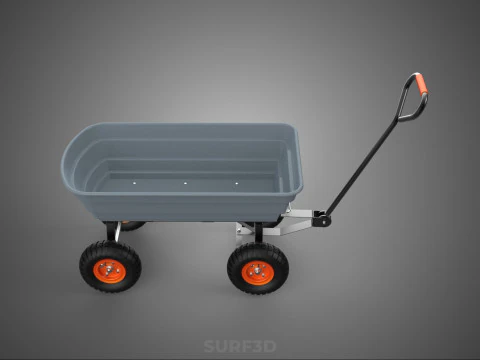 POLY DECK GARDEN UTILITY CART WAGON TRAILER TROLLEY FOUR 4 WHEEL 3D Model