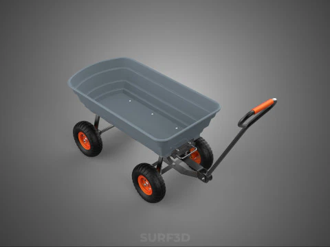 POLY DECK GARDEN UTILITY CART WAGON TRAILER TROLLEY FOUR 4 WHEEL 3D Model