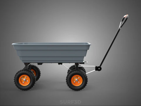 POLY DECK GARDEN UTILITY CART WAGON TRAILER TROLLEY FOUR 4 WHEEL 3D Model