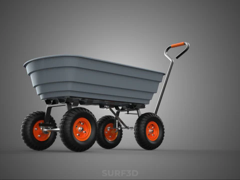 POLY DECK GARDEN UTILITY CART WAGON TRAILER TROLLEY FOUR 4 WHEEL 3D Model