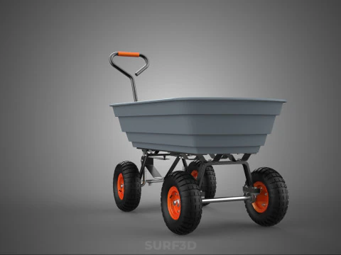 POLY DECK GARDEN UTILITY CART WAGON TRAILER TROLLEY FOUR 4 WHEEL 3D Model