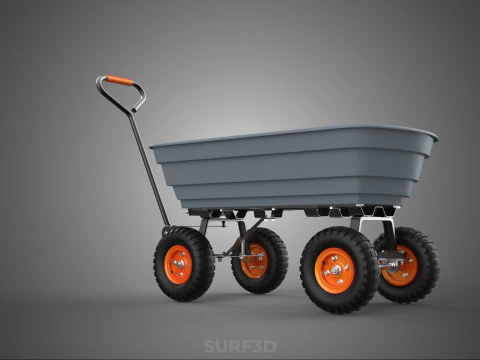 POLY DECK GARDEN UTILITY CART WAGON TRAILER TROLLEY FOUR 4 WHEEL 3D Model