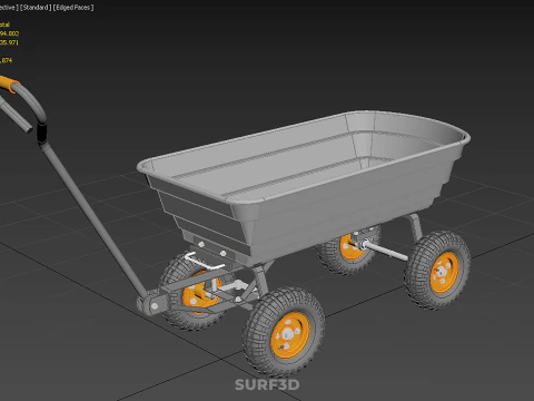 POLY DECK GARDEN UTILITY CART WAGON TRAILER TROLLEY FOUR 4 WHEEL 3D Model