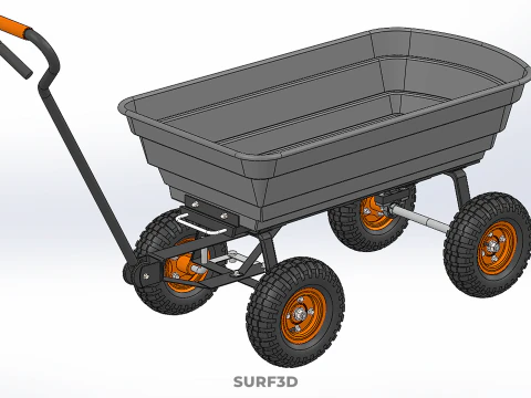 POLY DECK GARDEN UTILITY CART WAGON TRAILER TROLLEY FOUR 4 WHEEL 3D Model