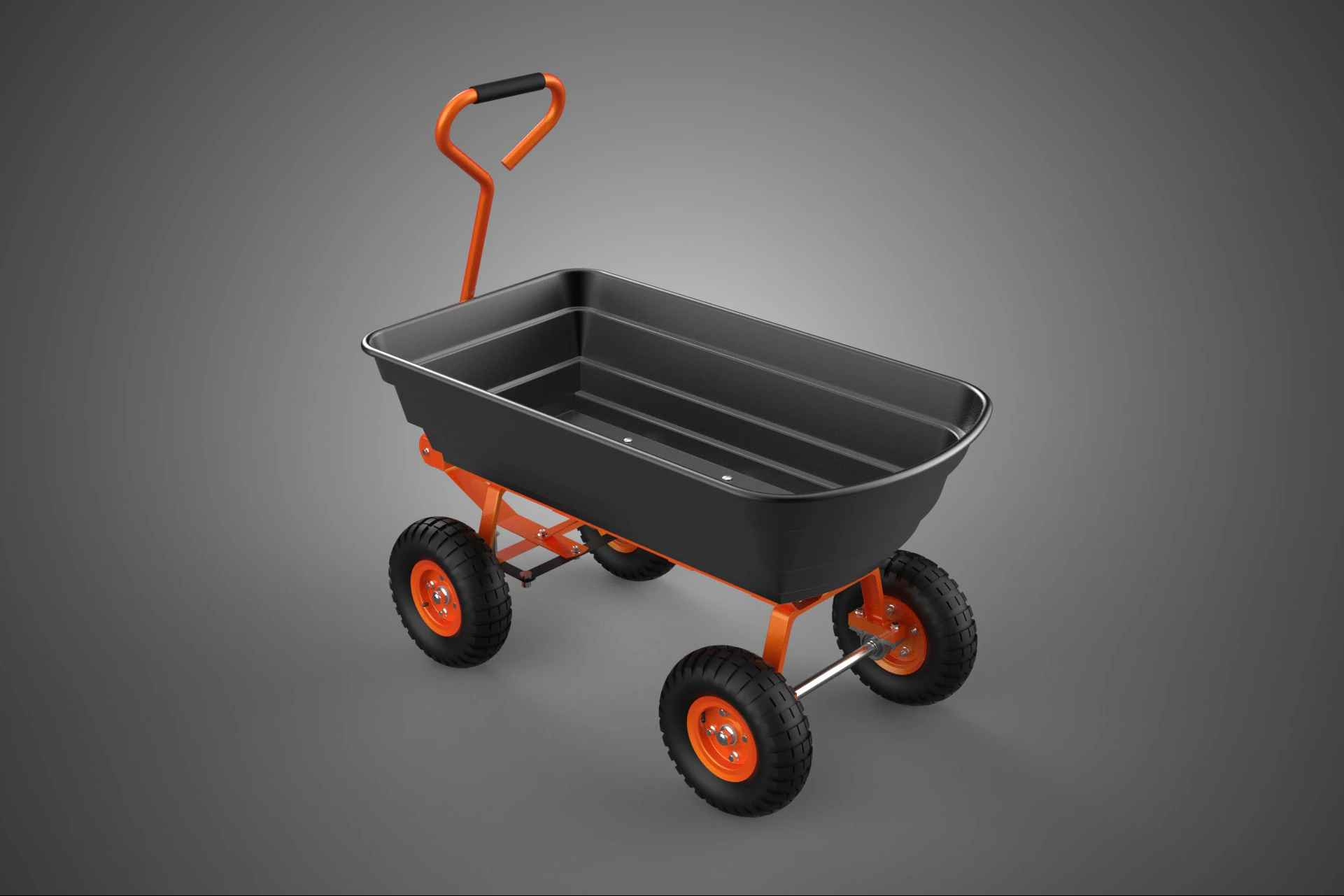 OUTDOOR UTILITY CART WAGON TROLLEY HAND TRUCK PLATFORM PALLET 4W 3D Model .c4d .max .obj .3ds .fbx .stl .blend