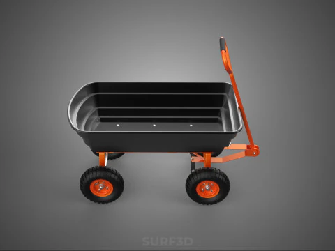 OUTDOOR UTILITY CART WAGON TROLLEY HAND TRUCK PLATFORM PALLET 4W 3D Model