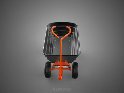 OUTDOOR UTILITY CART WAGON TROLLEY HAND TRUCK PLATFORM PALLET 4W 3D Model