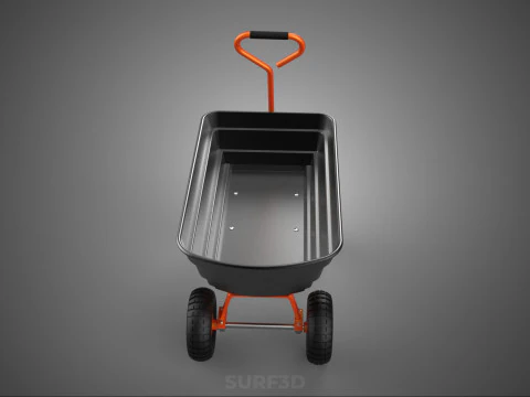 OUTDOOR UTILITY CART WAGON TROLLEY HAND TRUCK PLATFORM PALLET 4W 3D Model