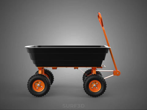 OUTDOOR UTILITY CART WAGON TROLLEY HAND TRUCK PLATFORM PALLET 4W 3D Model