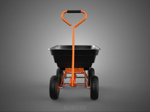 OUTDOOR UTILITY CART WAGON TROLLEY HAND TRUCK PLATFORM PALLET 4W 3D Model