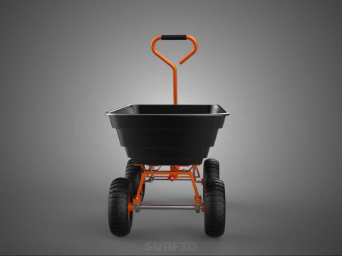 OUTDOOR UTILITY CART WAGON TROLLEY HAND TRUCK PLATFORM PALLET 4W 3D Model