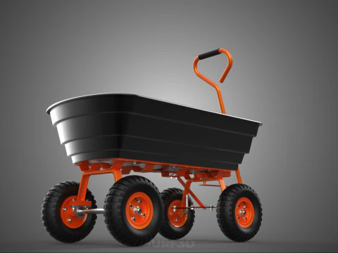 OUTDOOR UTILITY CART WAGON TROLLEY HAND TRUCK PLATFORM PALLET 4W 3D Model