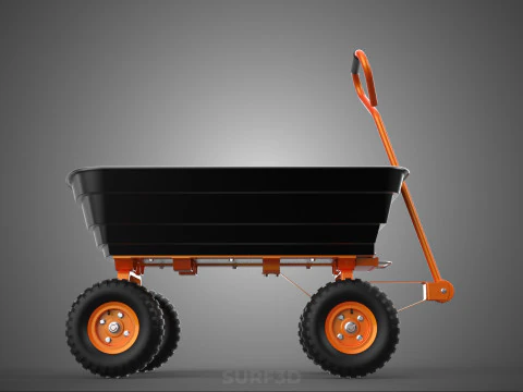 OUTDOOR UTILITY CART WAGON TROLLEY HAND TRUCK PLATFORM PALLET 4W 3D Model