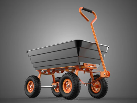 OUTDOOR UTILITY CART WAGON TROLLEY HAND TRUCK PLATFORM PALLET 4W 3D Model