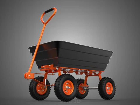 OUTDOOR UTILITY CART WAGON TROLLEY HAND TRUCK PLATFORM PALLET 4W 3D Model
