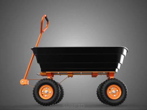 OUTDOOR UTILITY CART WAGON TROLLEY HAND TRUCK PLATFORM PALLET 4W 3D Model