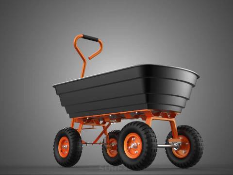 OUTDOOR UTILITY CART WAGON TROLLEY HAND TRUCK PLATFORM PALLET 4W 3D Model