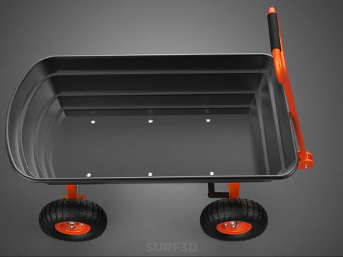 OUTDOOR UTILITY CART WAGON TROLLEY HAND TRUCK PLATFORM PALLET 4W 3D Model
