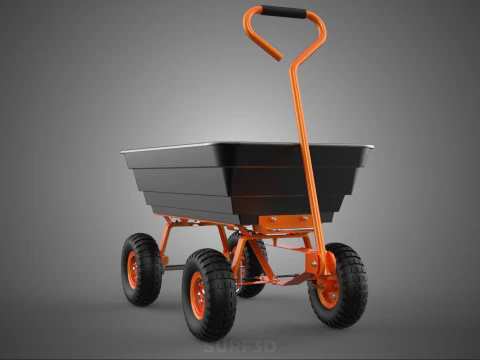 OUTDOOR UTILITY CART WAGON TROLLEY HAND TRUCK PLATFORM PALLET 4W 3D Model