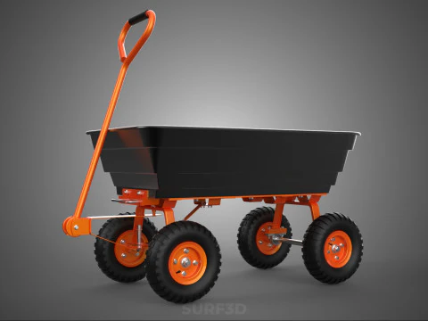 OUTDOOR UTILITY CART WAGON TROLLEY HAND TRUCK PLATFORM PALLET 4W 3D Model