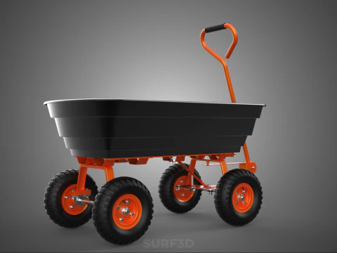 OUTDOOR UTILITY CART WAGON TROLLEY HAND TRUCK PLATFORM PALLET 4W 3D Model