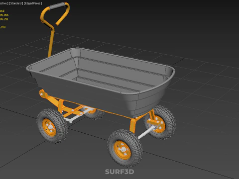 OUTDOOR UTILITY CART WAGON TROLLEY HAND TRUCK PLATFORM PALLET 4W 3D Model