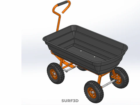 OUTDOOR UTILITY CART WAGON TROLLEY HAND TRUCK PLATFORM PALLET 4W 3D Model