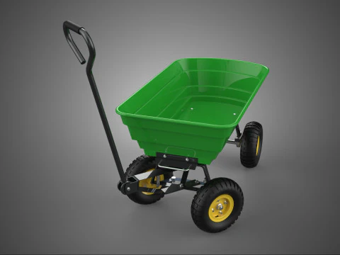 EMPAT RODA 4 HEAVY DUTY GREEN GARDEN CART WHEELBARROW PLASTIK Model 3D