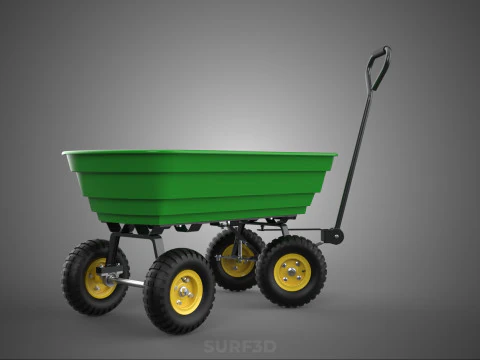 FOUR 4 WHEELS HEAVY DUTY GREEN GARDEN CART WHEELBARROW PLASTIC 3D Model