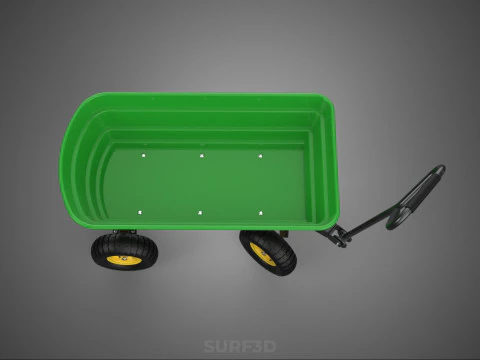 FOUR 4 WHEELS HEAVY DUTY GREEN GARDEN CART WHEELBARROW PLASTIC 3D Model
