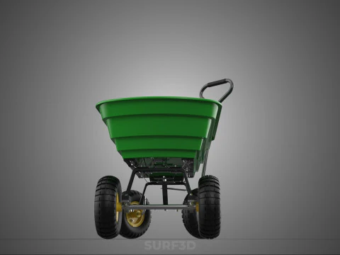 FOUR 4 WHEELS HEAVY DUTY GREEN GARDEN CART WHEELBARROW PLASTIC 3D Model